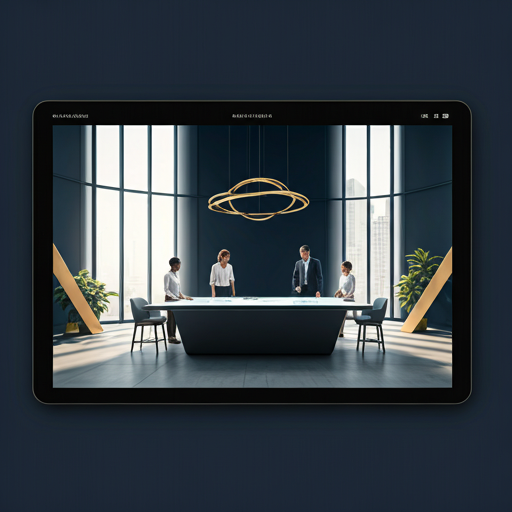 Équipe Hakilidia SARL collaborant autour d'une table interactive dans un espace corporate moderne